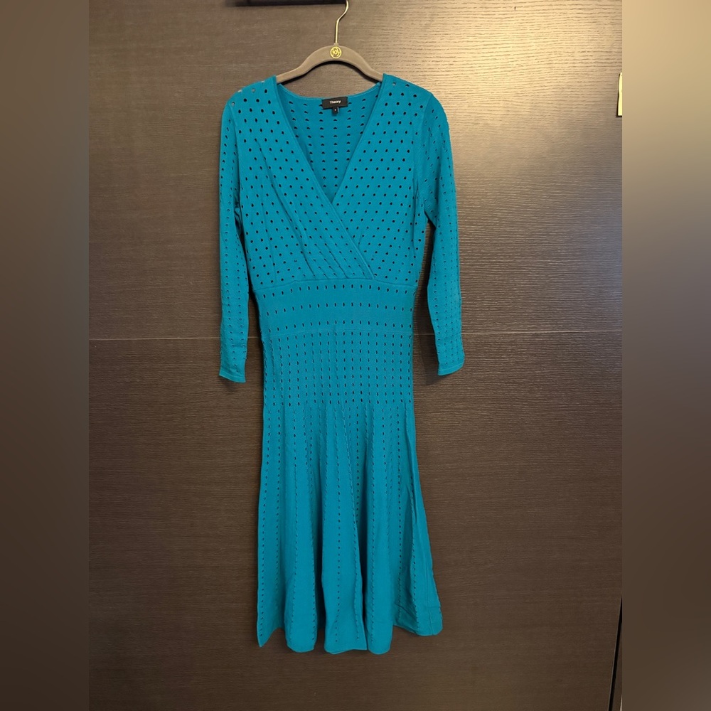 Theory Teal Knit dress- keyhole -sexy